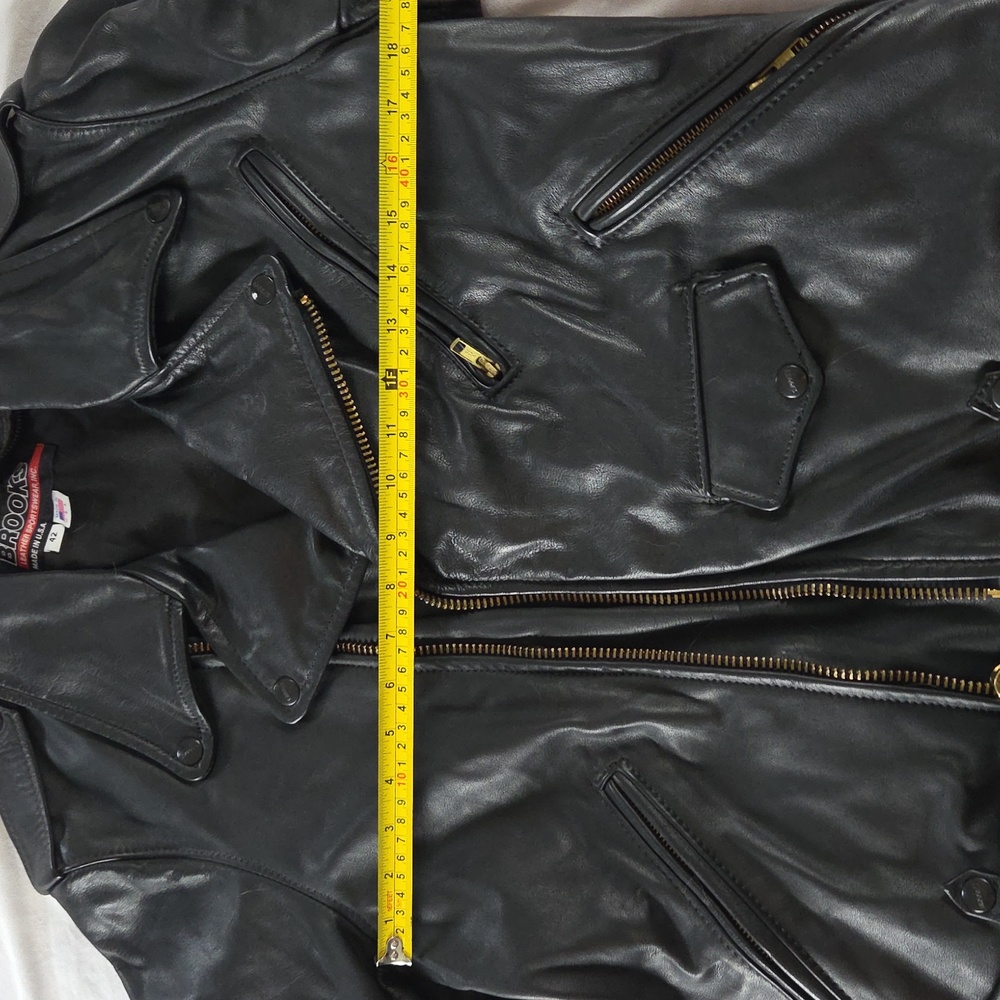 Brooks Black Leather Biker Jacket Coat Womens Size 42 MEDIUM Womans M - Picture 15 of 16